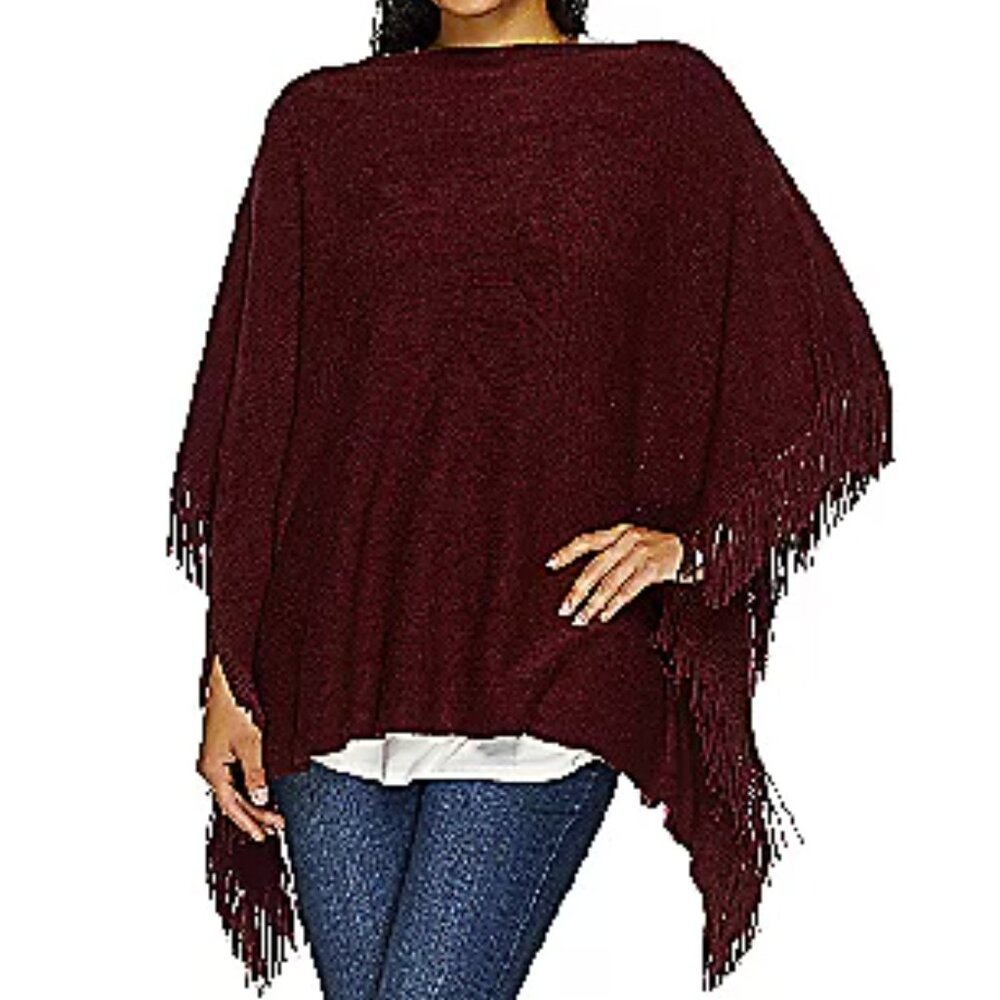 Layers by Lizden Marvelush  Fringed Poncho  Size Plus  16199